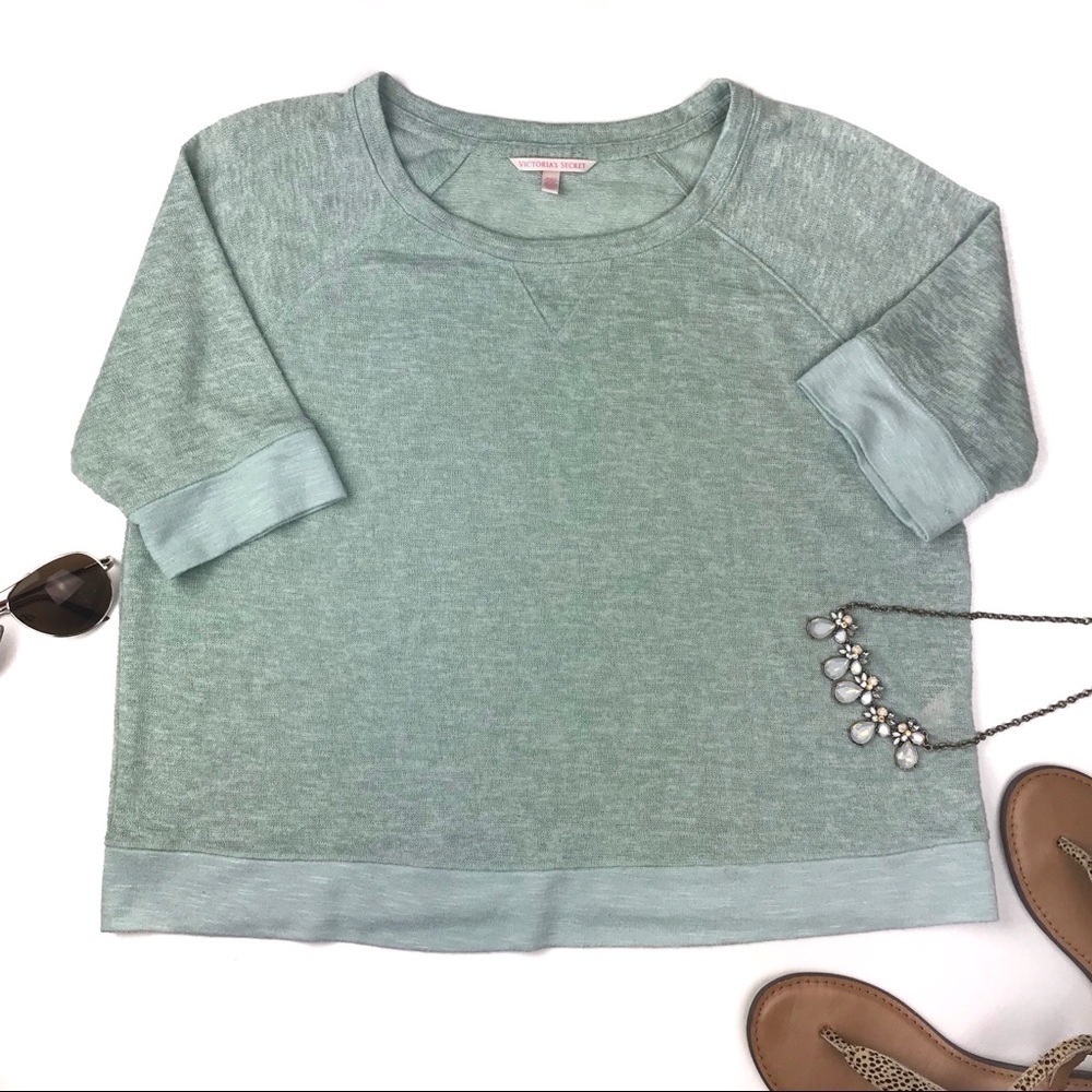 VICTORIA'S SECRET  Mint Knit Crop Sweater Top L